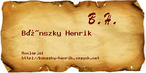 Bánszky Henrik névjegykártya